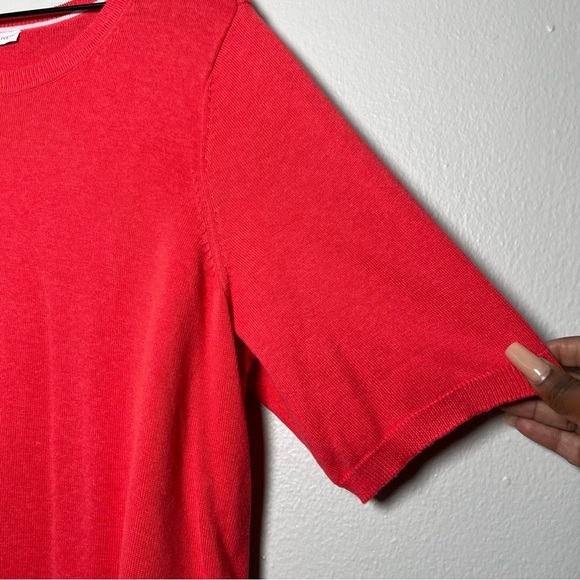 NEW Isaac Mizrahi Women Knit Top‎ 1X Hot Pink Red Mixed Media Polka Dot Trim - Picture 8 of 8